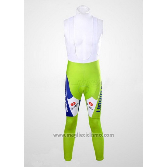 2012 Abbigliamento Ciclismo Liquigas Cannondale Bianco e Verde Manica Lunga e Salopette